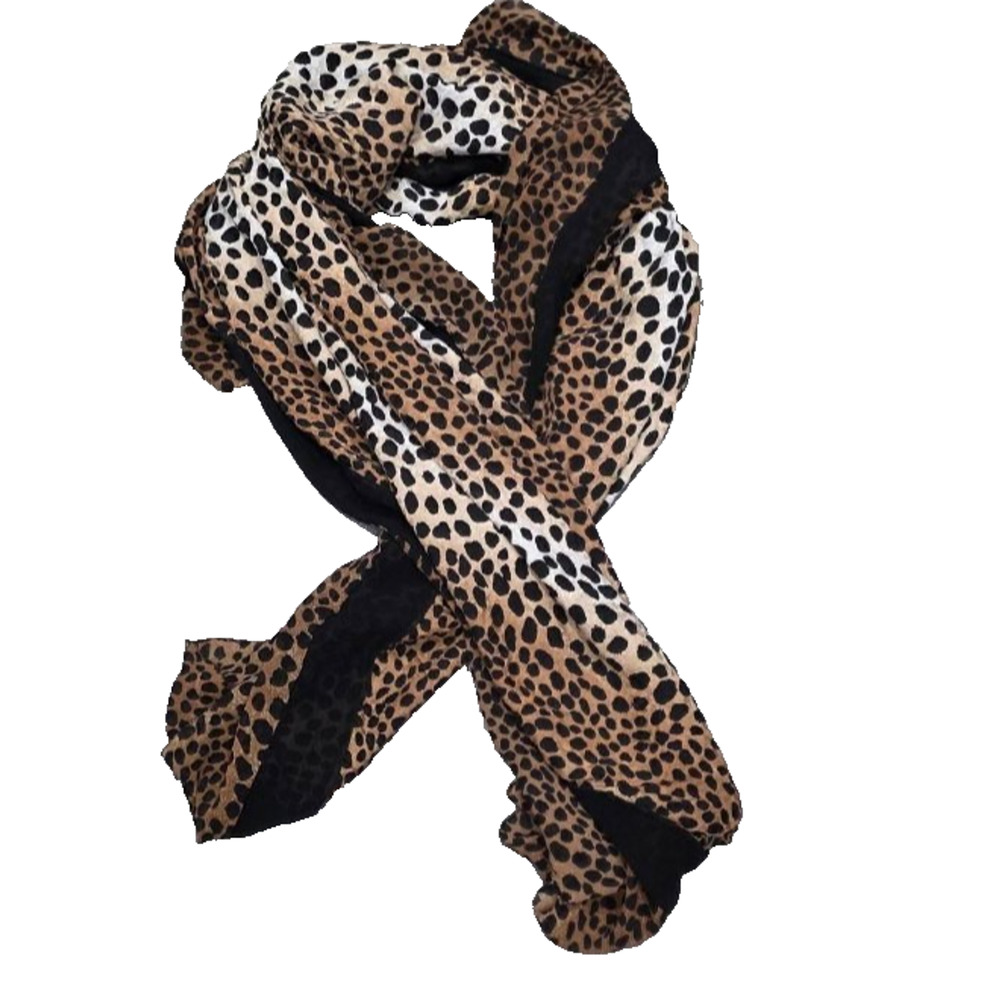 Great Vintage Leopard Print Silk ITALY Scarf square cover up large squar A004964 - Picture 6 of 10